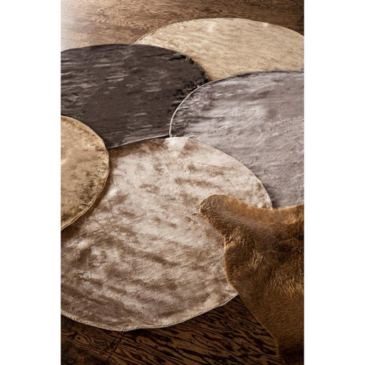 Flavia Taupe Viscose Handwoven Tapijt Rond S-Ronde vloerkleden-PTMD