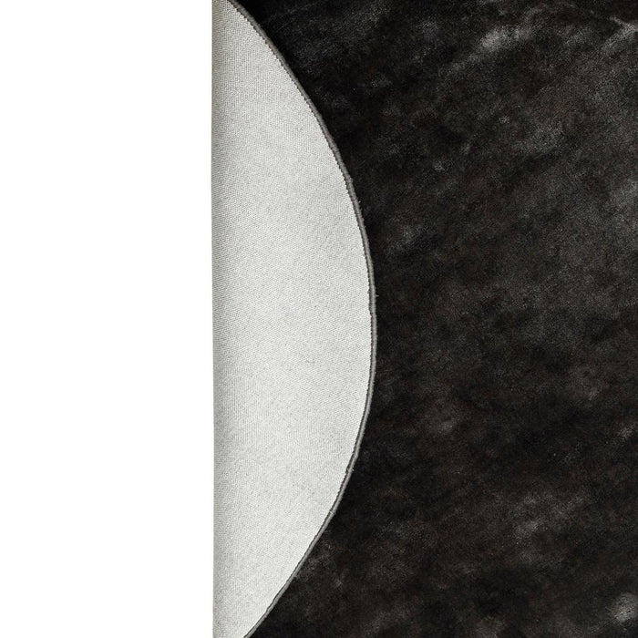 Flavia Zwart Viscose Handwoven Tapijt Rond S-Ronde vloerkleden-PTMD