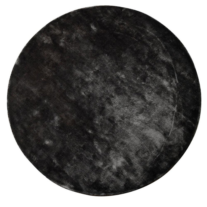 Flavia Zwart Viscose Handwoven Tapijt Rond S-Ronde vloerkleden-PTMD