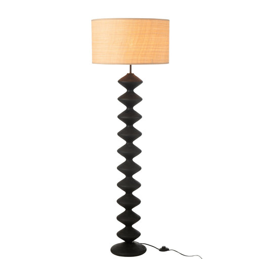 Floor Lamp Caterpillar Poplar Wood Black/Natural-Vloerlampen-J-Line