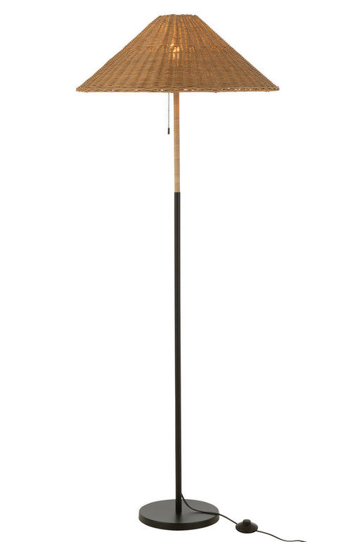 Floor Lamp Metal/Rattan Black/Natural-Vloerlampen-J-Line