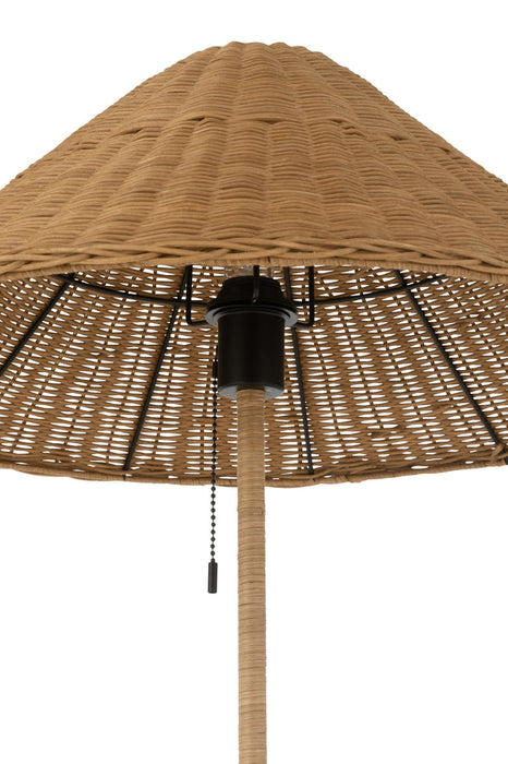 Floor Lamp Metal/Rattan Black/Natural-Vloerlampen-J-Line