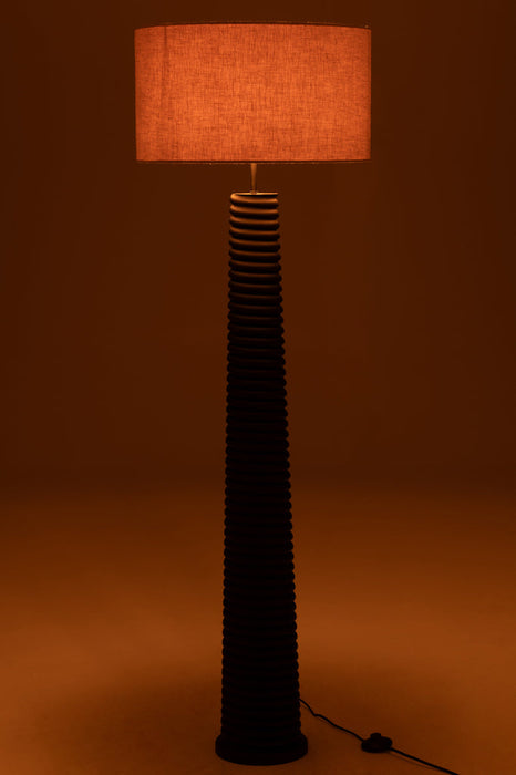 Floor Lamp Threaded Ailanthus Wood Black/Grey-Vloerlampen-J-Line