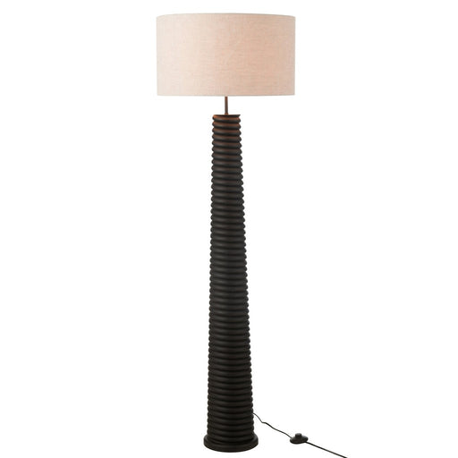 Floor Lamp Threaded Ailanthus Wood Black/Grey-Vloerlampen-J-Line