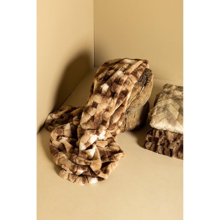 Geraldine Brown Artificial Fur Plaid Rectangle L 240x2x220-Plaid-PTMD