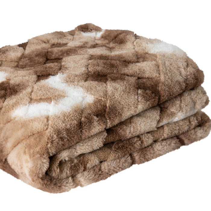 Geraldine Brown Artificial Fur Plaid Rectangle S 170x2x140-Plaid-PTMD