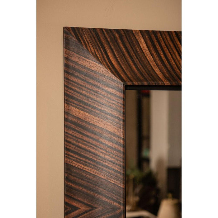 Gezzy Bruin Hout Fineer Spiegel Curl Frame Vierkant-Spiegels-PTMD