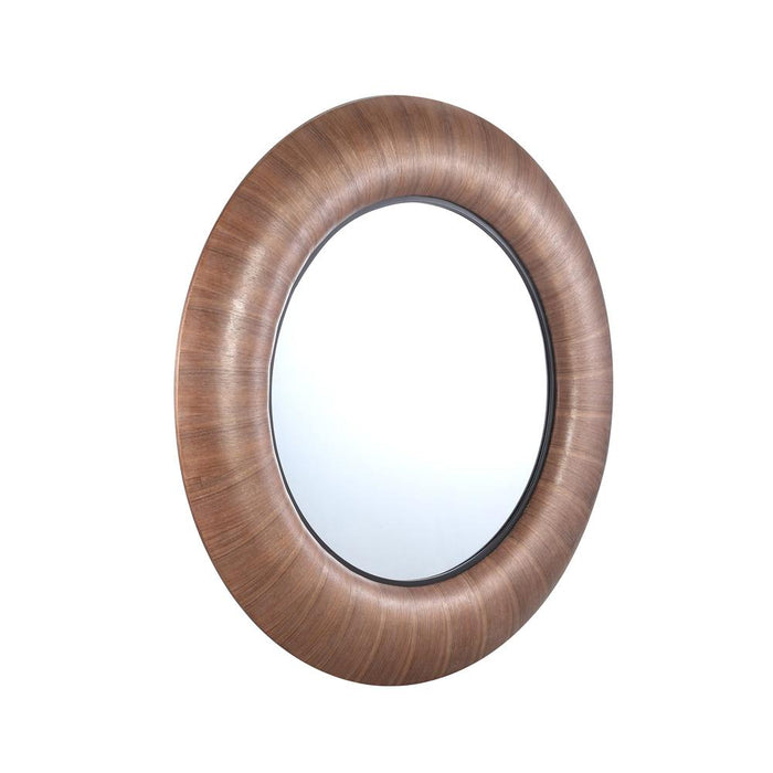 Gezzy Naturel Houten Fineer Spiegel Thick Frame Rnd-Spiegels-PTMD