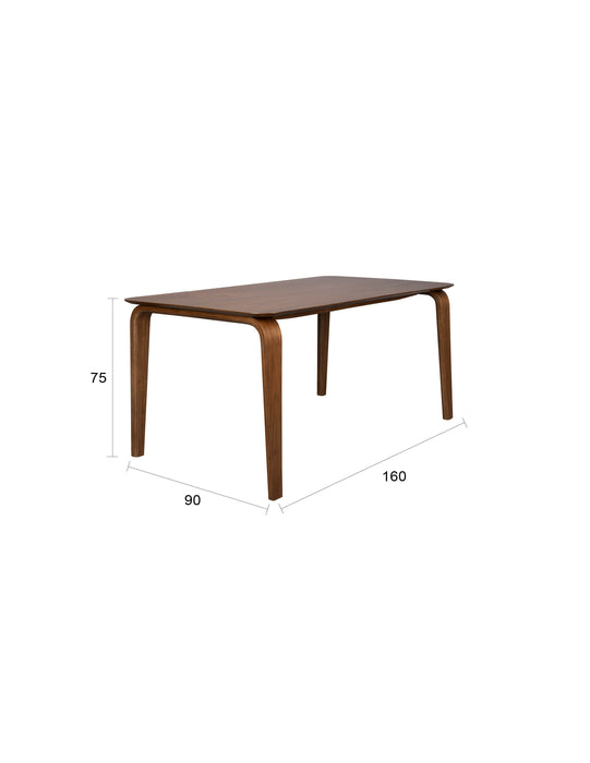 Eettafel Table Walnut veneer, Rubber wood Bruin 90x160, sfeerbeeld 7