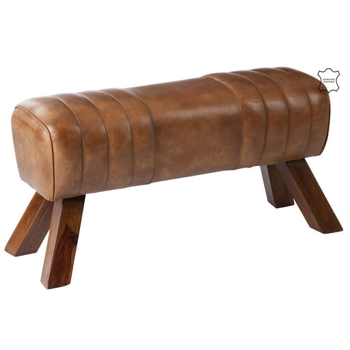 Gym Bank Leer | Hout Cognac-Bankjes-J-Line