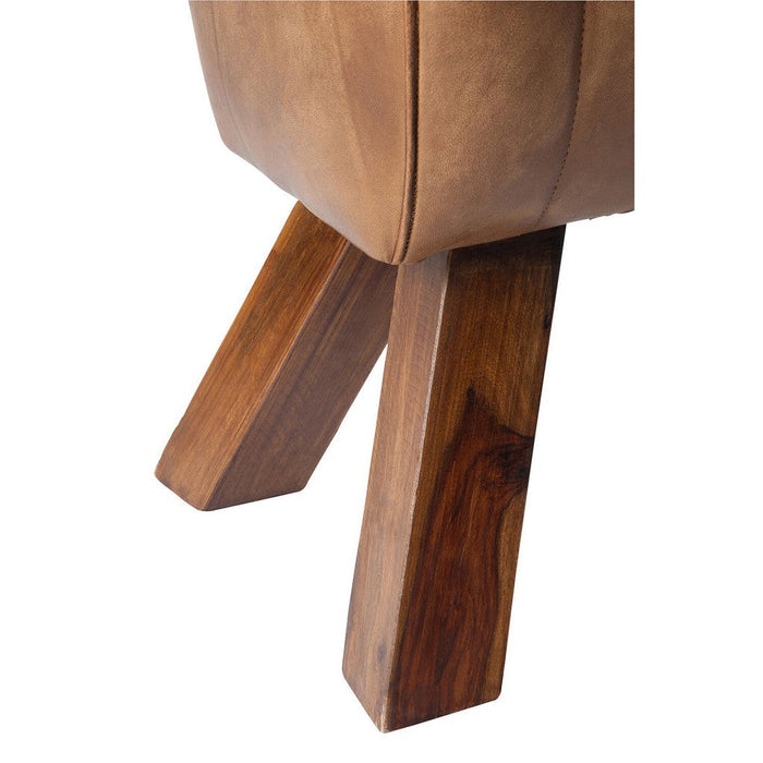 Gymbank Leder/hout cognac-Bankjes-J-Line