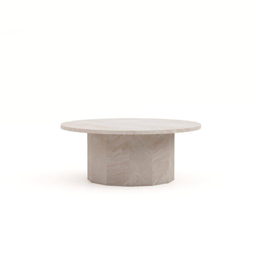 HSM Collection-Ronde Salontafel Sofia-ø80x32-Wit-Travertine-HSM Collection