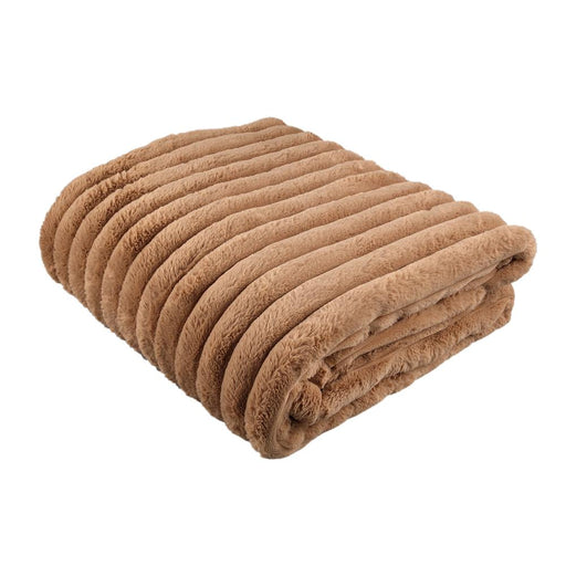 Hadi Beige Geribbeld Fake Bont Plaid L-Plaid-PTMD