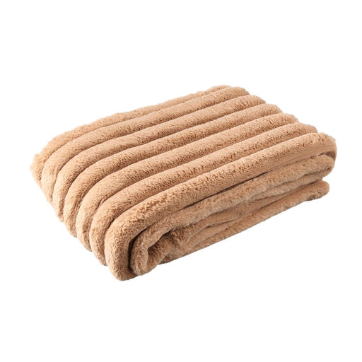 Hadi Beige Geribbeld Fake Bont Plaid S-Plaid-PTMD