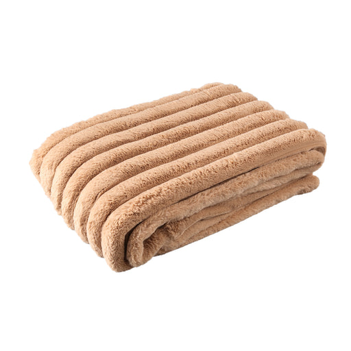 Hadi Beige Ribbed Fake Fur Plaid Small 140x2x170-Plaid-PTMD