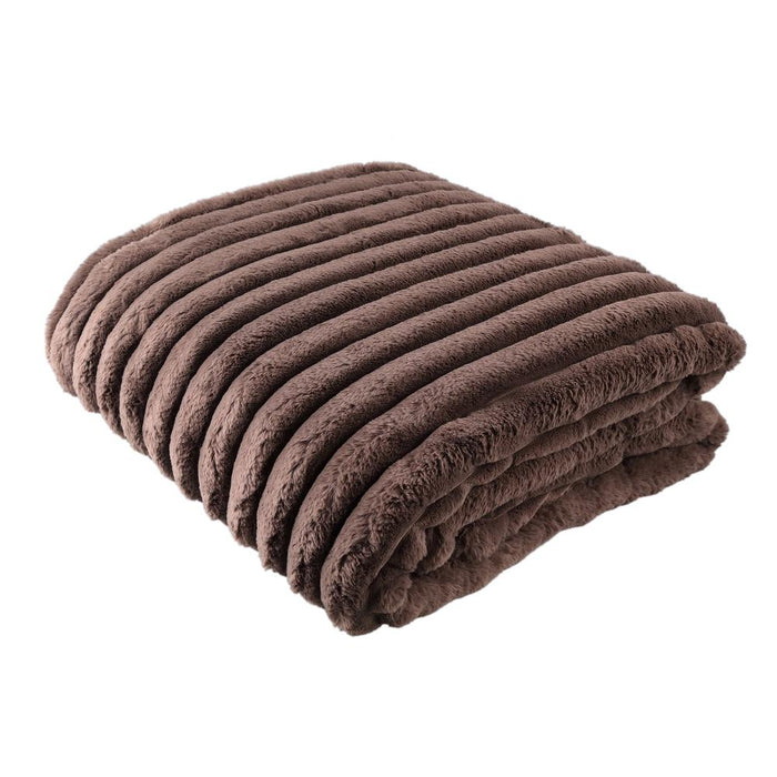 Hadi Bruin Geribbeld Fake Bont Plaid Groot-Plaid-PTMD