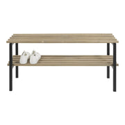 Halbank RIZZOLI Staal Zwart Eiken 100x34x45cm Spinder Design-3-Zitsbanken-Spinder