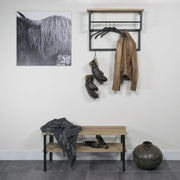 Halbank RIZZOLI Staal Zwart Eiken 100x34x45cm Spinder Design-3-Zitsbanken-Spinder