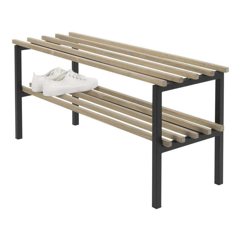 Halbank RIZZOLI Staal Zwart Eiken 100x34x45cm Spinder Design-3-Zitsbanken-Spinder