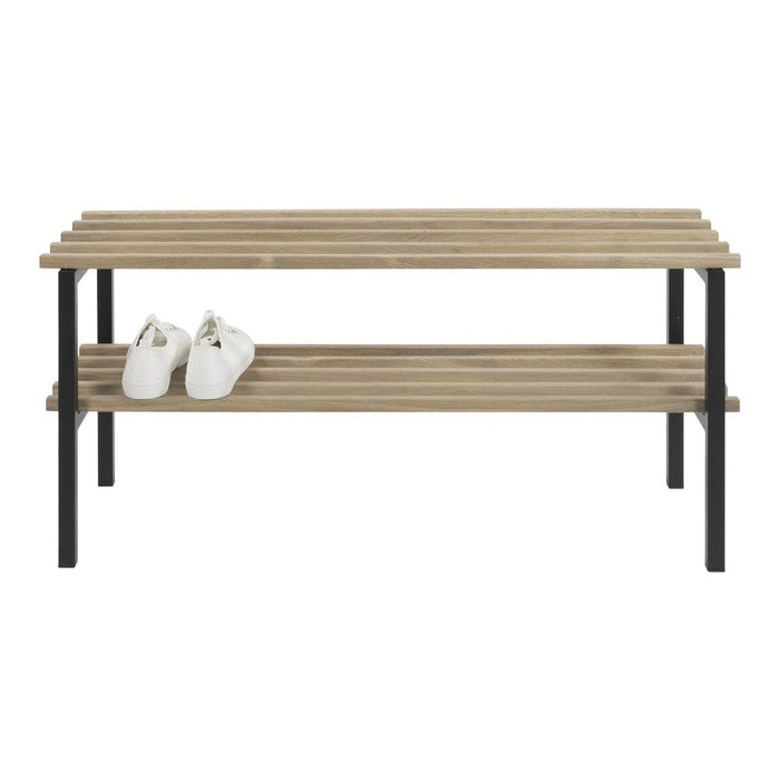 Halbank RIZZOLI Staal Zwart Eiken 100x34x45cm Spinder Design-Bankjes-Spinder