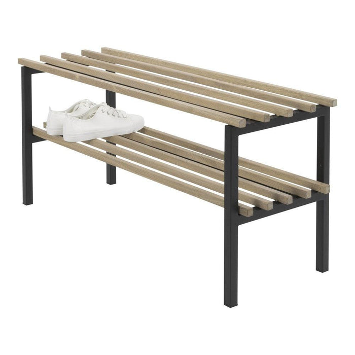 Halbank RIZZOLI Staal Zwart Eiken 100x34x45cm Spinder Design-Eetkamerbanken-Spinder