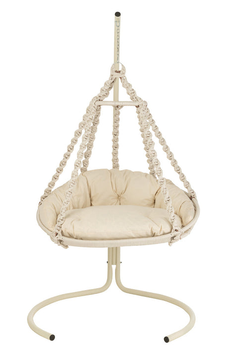 Hanging Chair+Cushion Octopus Rope/Metal White-Hangstoelen-J-Line