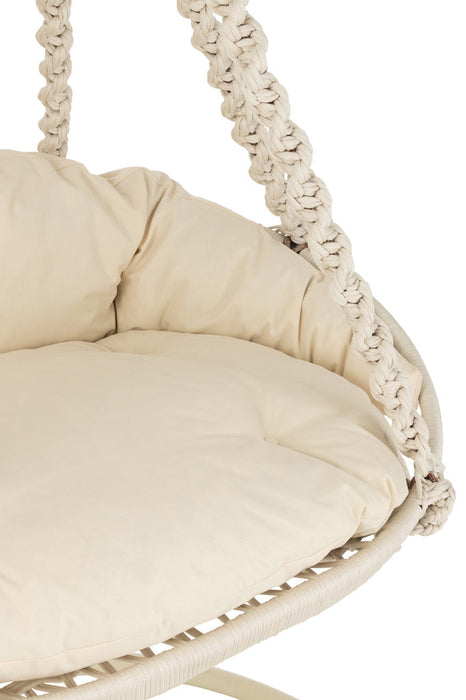 Hanging Chair+Cushion Octopus Rope/Metal White-Hangstoelen-J-Line