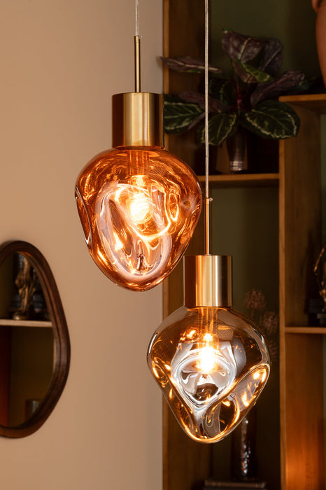 Hanging Lamp Gold Metal/Glass Copper-Hanglampen-J-Line