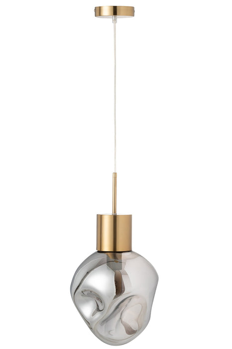 Hanging Lamp Gold Metal/Glass Grey-Hanglampen-J-Line