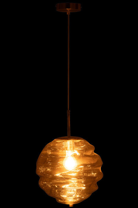 Hanging Lamp Honeycomb Glass Light Cognac-Hanglampen-J-Line