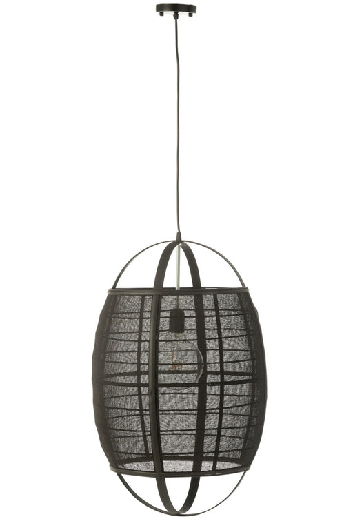 Hanging Lamp Ion Linen/Bamboo Black Large-Hanglampen-J-Line