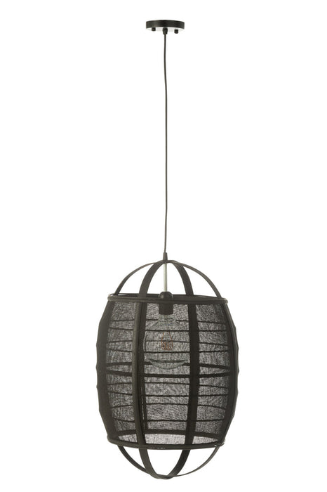 Hanging Lamp Ion Linen/Bamboo Black Small-Hanglampen-J-Line