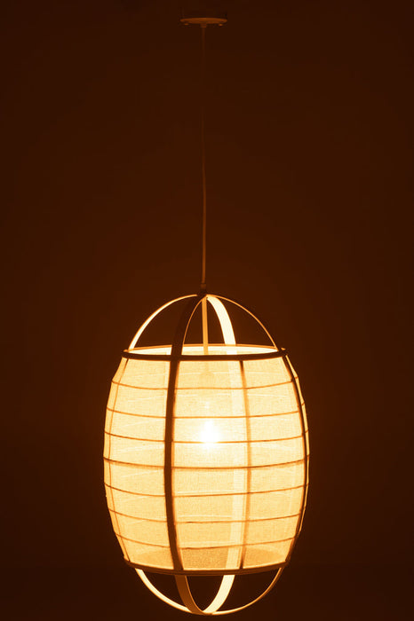 Hanging Lamp Ion Linen/Bamboo White Large-Hanglampen-J-Line