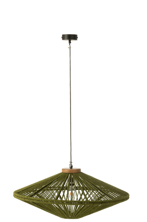 Hanging Lamp Ovni Iron/Jute Green Medium-Hanglampen-J-Line