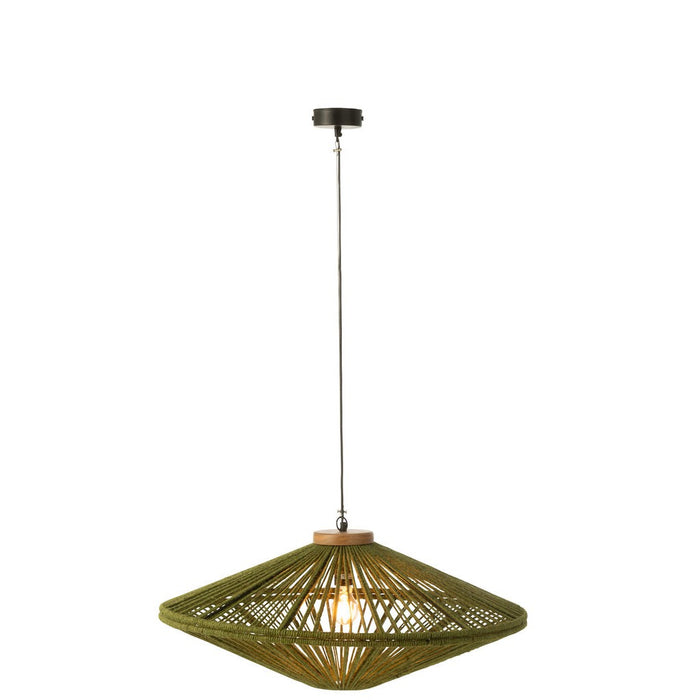 Hanging Lamp Ovni Iron/Jute Green Medium-Hanglampen-J-Line