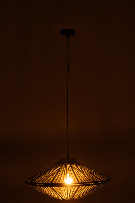 Hanging Lamp Ovni Iron/Jute Green Small-Hanglampen-J-Line