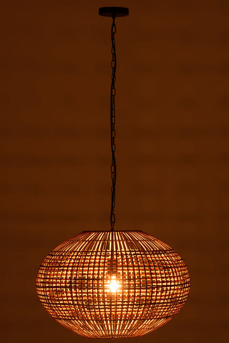 Hanging Lamp Rattan/Metal Brown/Black-Hanglampen-J-Line