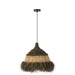 Hanging Lamp Round Raffia Black/Natural Small-Hanglampen-J-Line