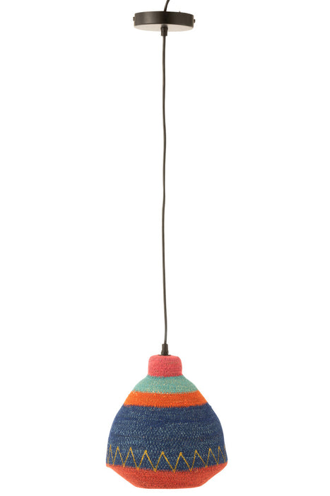 Hanging Lamp Stripes+Zigzag Bottom Seagrass Mix-Hanglampen-J-Line