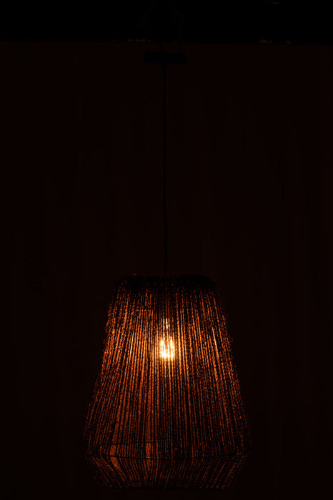 Hanging Lamp Weave Metal/Palm Black Large-Hanglampen-J-Line