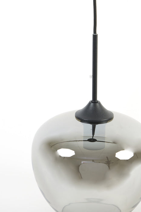 Hanging lamp Ã˜23x18 cm MAYSON glass smoked+matt black-Hanglampen-Light & Living