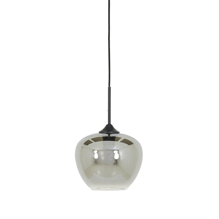 Hanging lamp Ã˜23x18 cm MAYSON glass smoked+matt black-Hanglampen-Light & Living