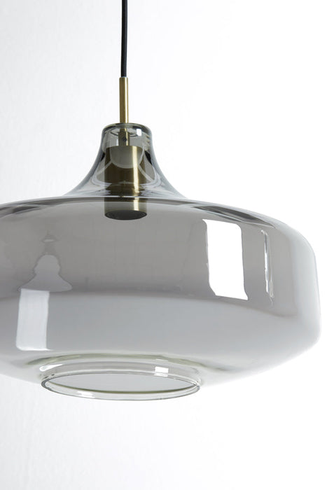 Hanglamp 29,5x21 cm SOLNA antiek brons+rookglas-Hanglampen-Light & Living