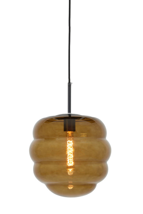 Hanglamp 30x37 cm MISTY glas bruin+mat zwart-Hanglampen-Light & Living