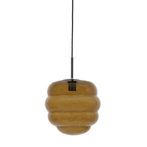 Hanglamp 30x37 cm MISTY glas bruin+mat zwart-Hanglampen-Light & Living