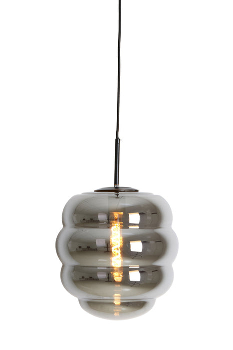 Hanglamp 30x37 cm MISTY rookglas+mat zwart-Hanglampen-Light & Living