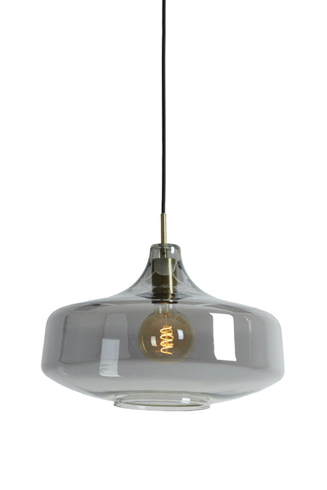 Hanglamp 39,5x27 cm SOLNA antiek brons+rookglas-Hanglampen-Light & Living