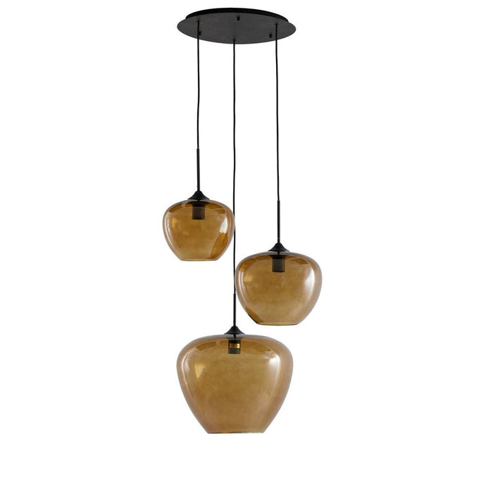 Hanglamp 3L 40x160 cm MAYSON glas bruin+mat zwart-Hanglampen-Light & Living