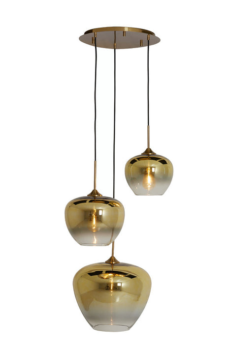 Hanglamp 3L 40x160 cm MAYSON glas goud-helder+goud-Hanglampen-Light & Living