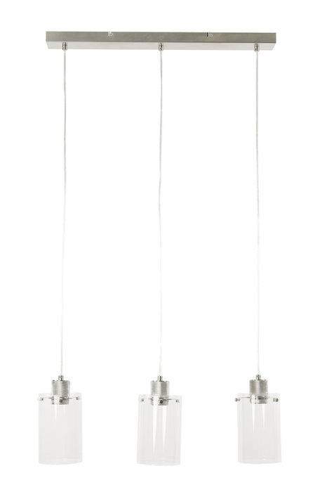 Hanglamp 3L 65x12x18,5 cm VANCOUVER nik. satijn-glas-Hanglampen-Light & Living